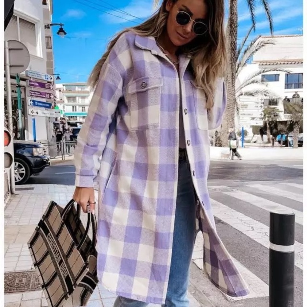 Plaid Shirt Jacket Winter Wear Over Sized Shirt